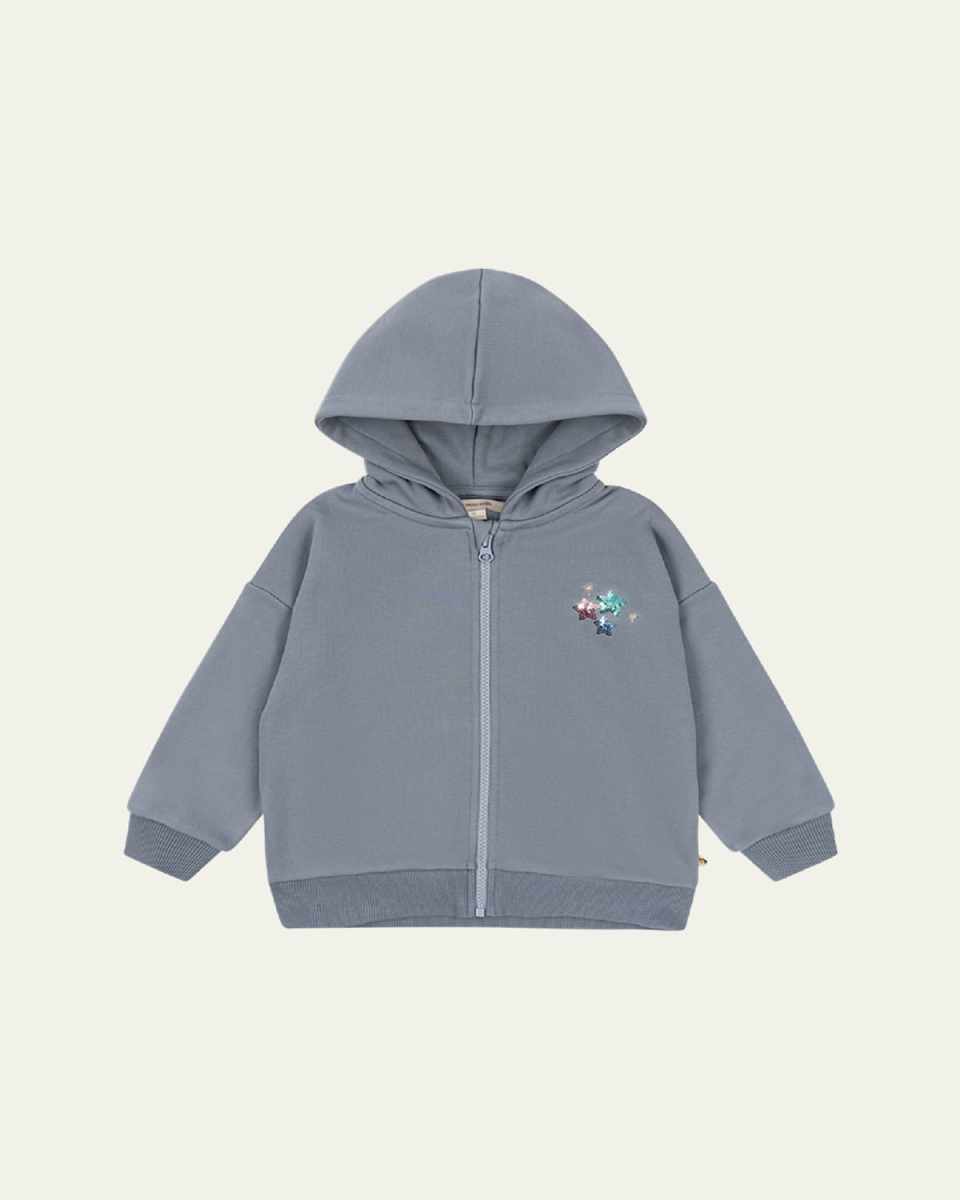 Girl's Lou Sequin Stars Hoodie, Size 9M-10